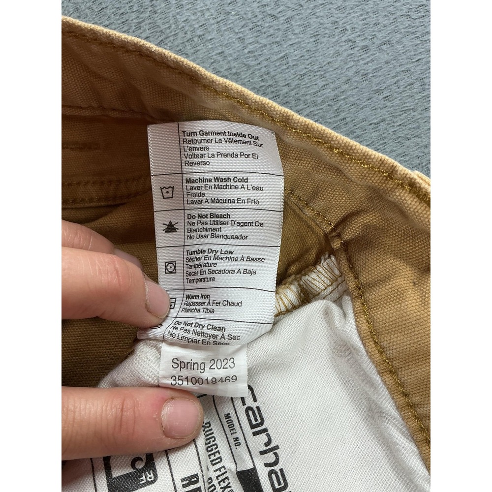 Carhartt Pants Mens 34x32 Beige Rugged Flex Relaxed Fit Canvas Workwear - Picture 10 of 13